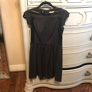 Rebecca Taylor Charcoal Grey Dress &Leather Detail
